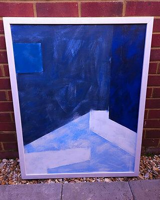 Very Large, Framed, Abstract Painting In Oil Pastels On Board photo furniture