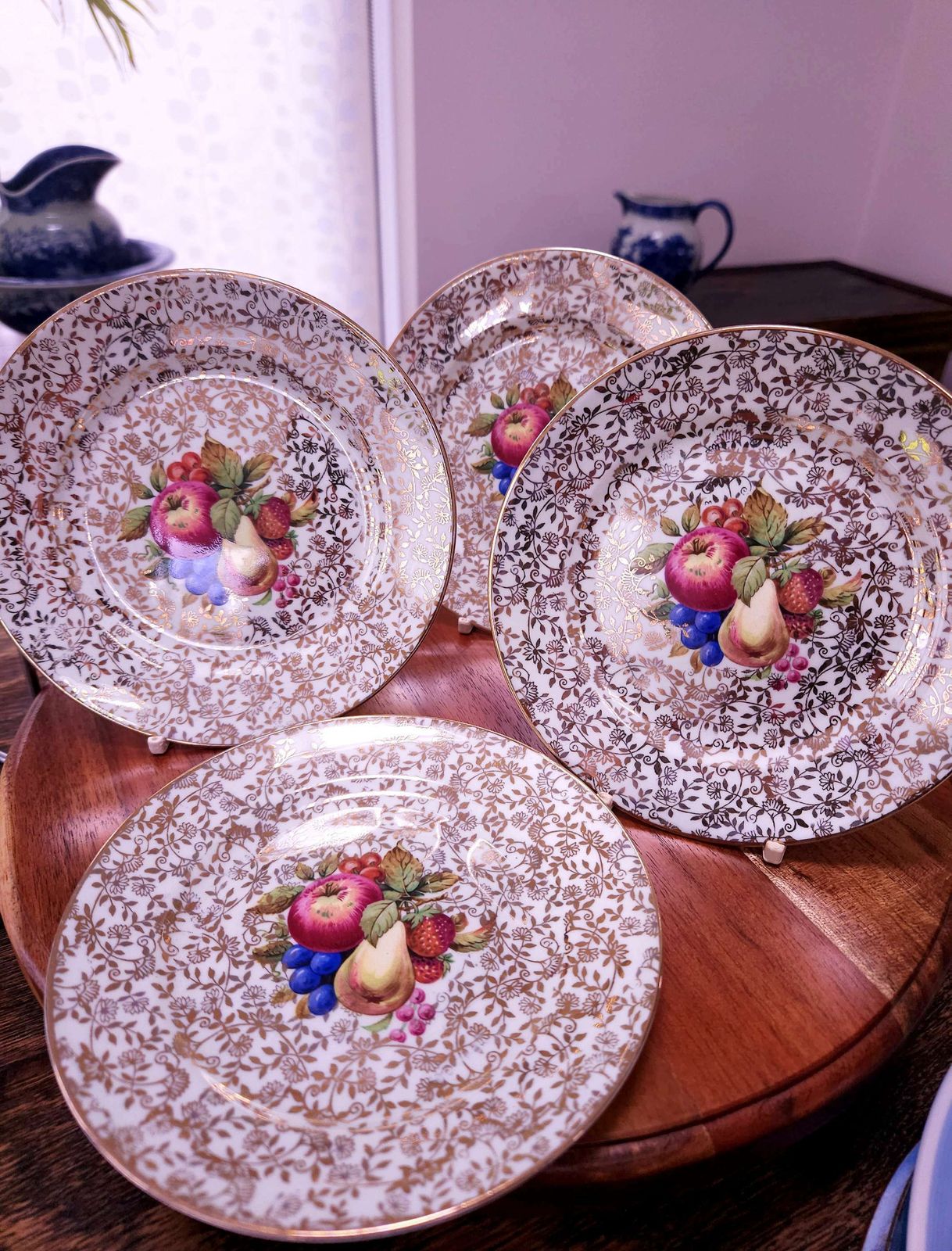 Home Fixtures Set Of 4 1950's Imperial Bone China Tea Plates With 22 Kt Gold Decoration photo