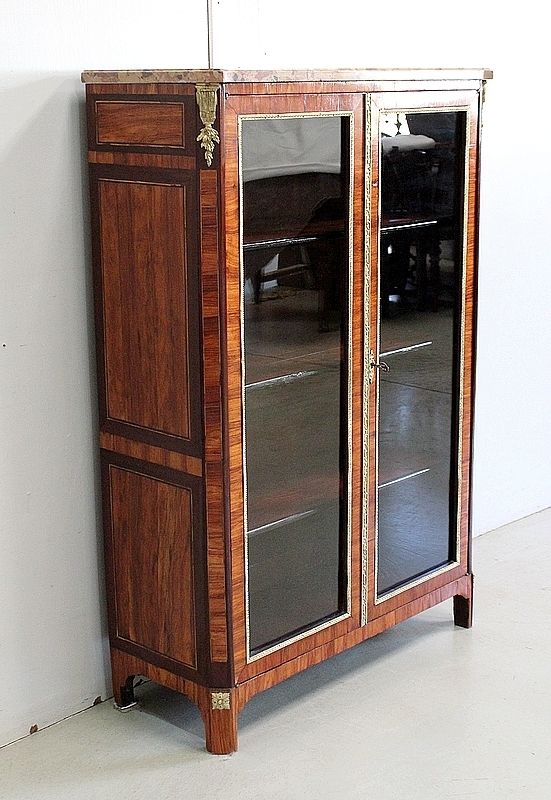 Small Display Cabinet In Blond Mahogany Veneer, Louis XVI Style – 19th Century photo furniture