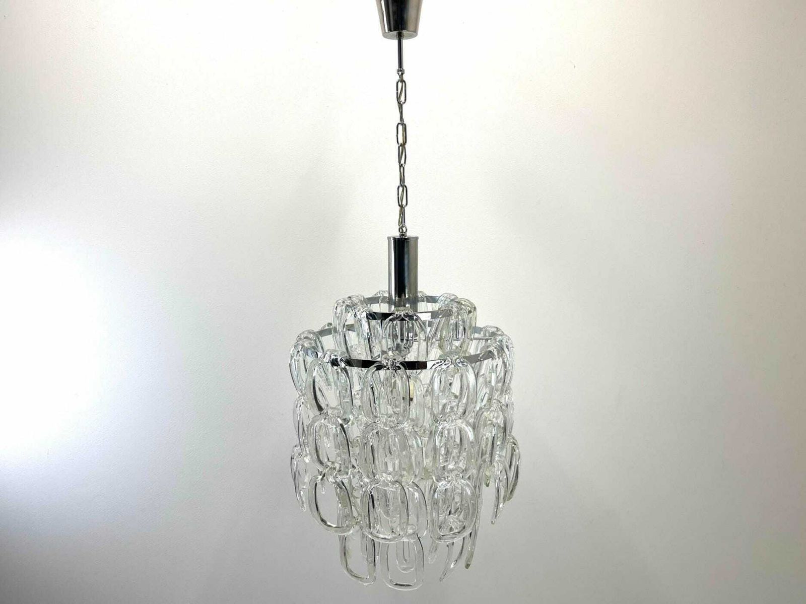 Mid Century Murano Vistosi Chandelier By Angelo Mangiarotti /Italy 60s / Modern Murano Light / Pop Art Chandelier / Murano Glass Lamp photo furniture