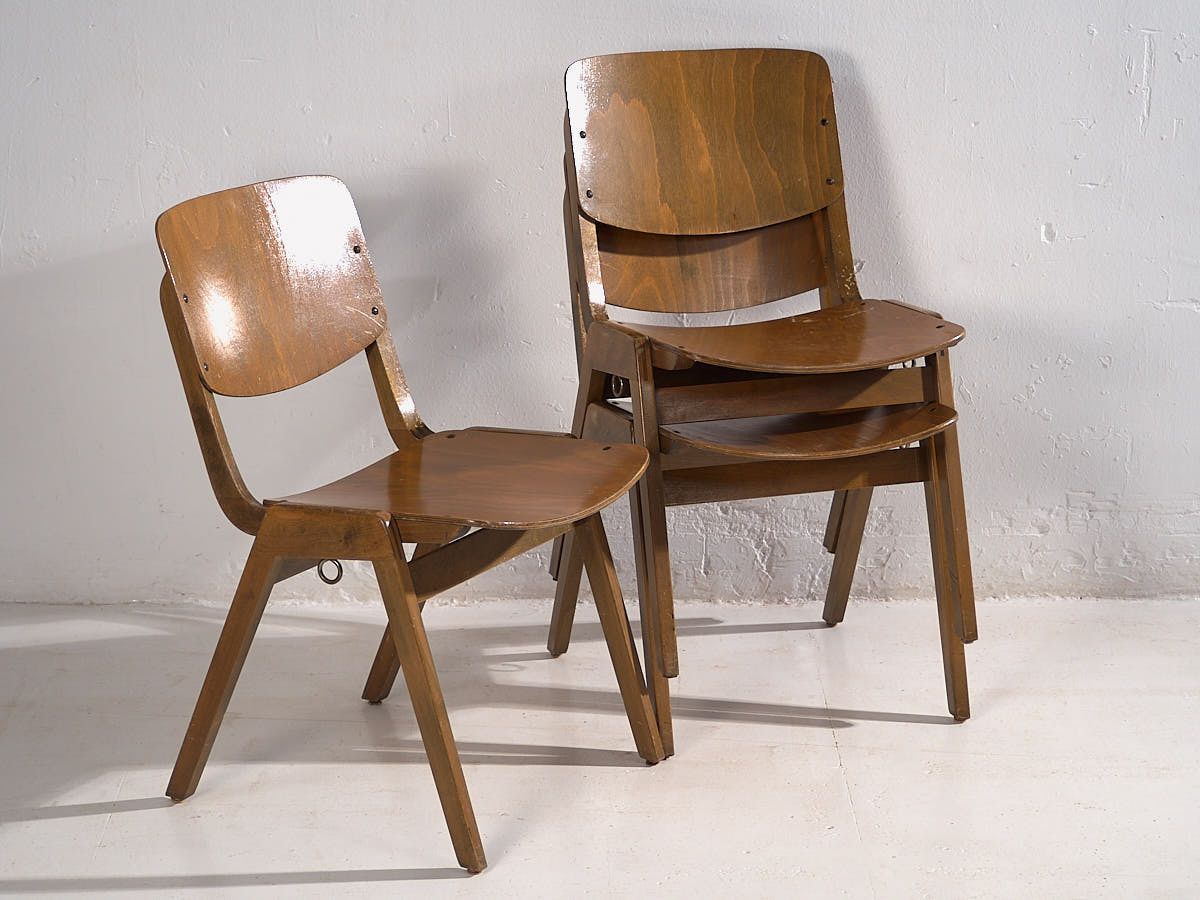 Vintage Thonet Dining Chairs (C.1950). Set Of 6 Pieces photo vintage