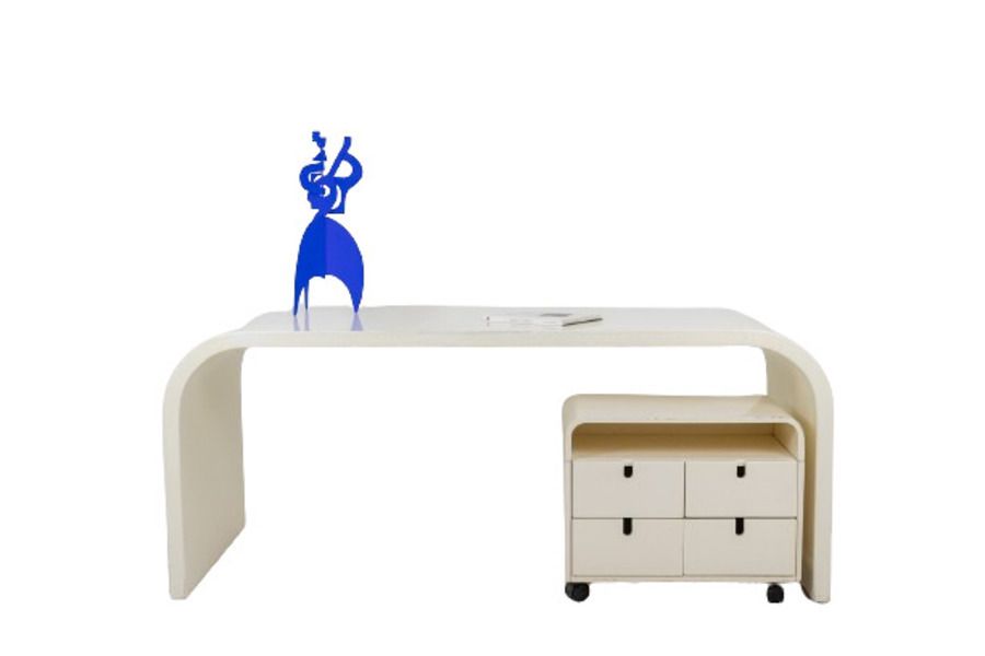 White Desk 1970, 1970s, Plywood photo furniture