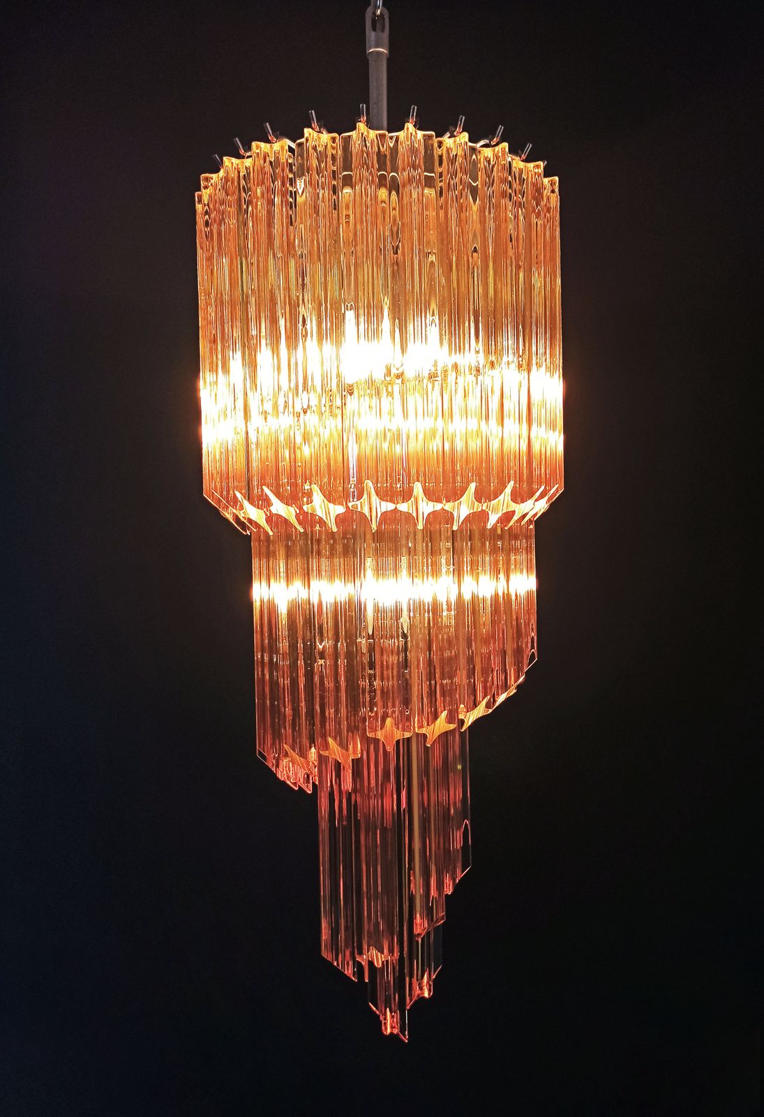 Murano Vintage Chandelier – 54 Quadriedri Amber Prisms photo 1100.0