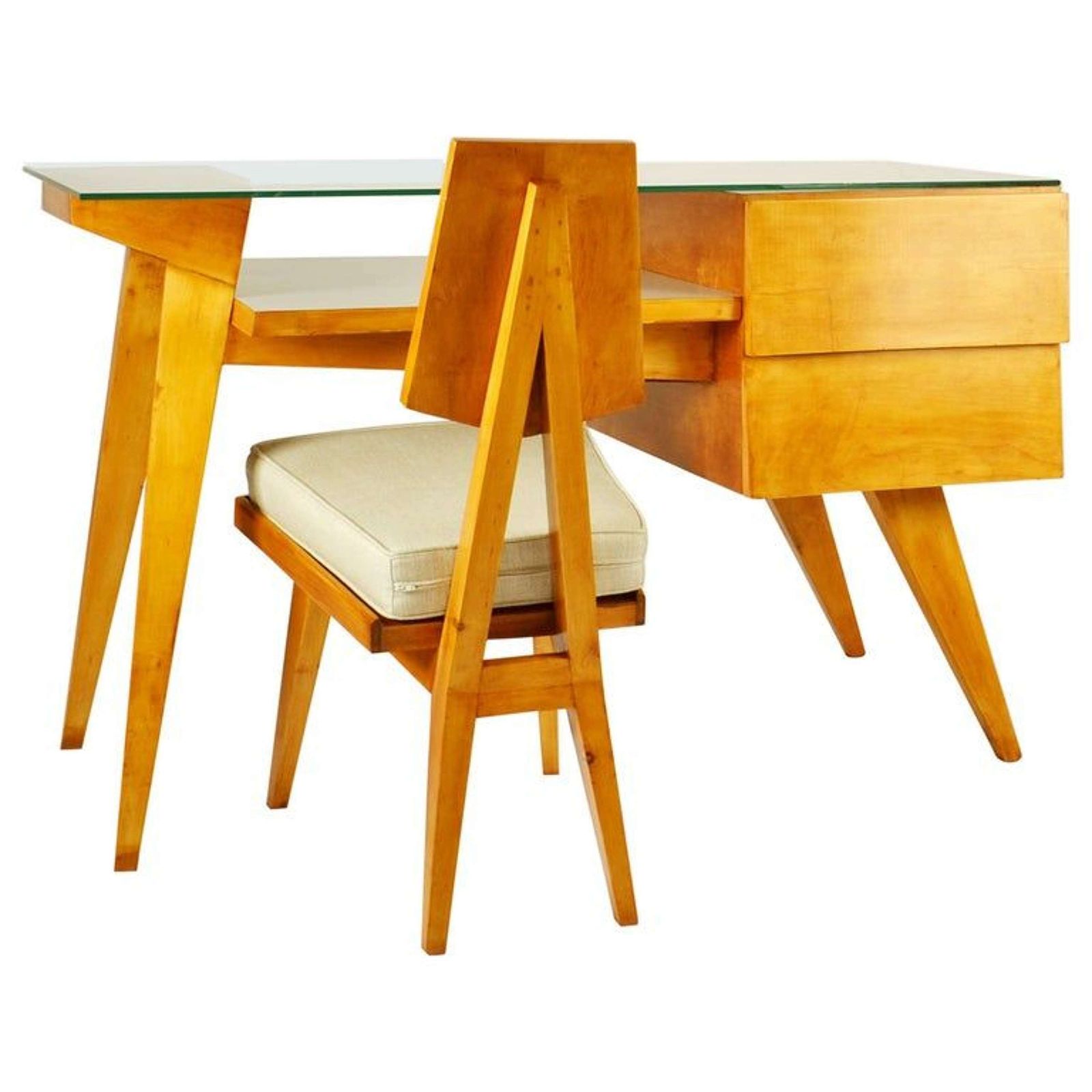 Italian 1950's Desk And Chair In The Manner Of Gio Ponti