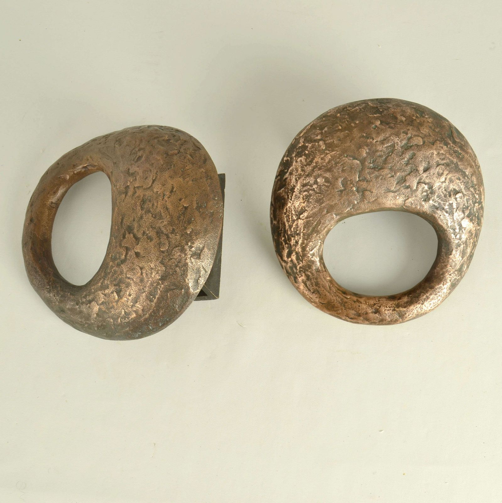 Pair Of Round Bronze Relief Door Handles With Oval Grip photo buy