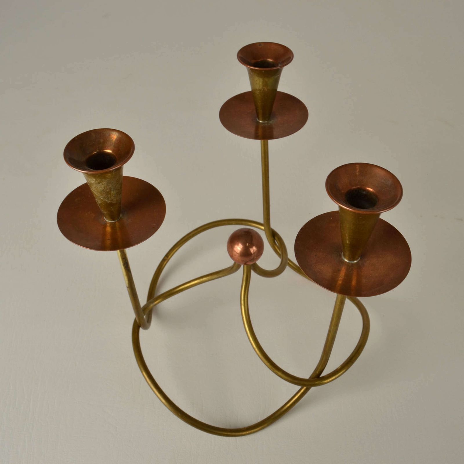 Gunnar Ander Three Arm Candelabra In Copper And Brass photo vinterior