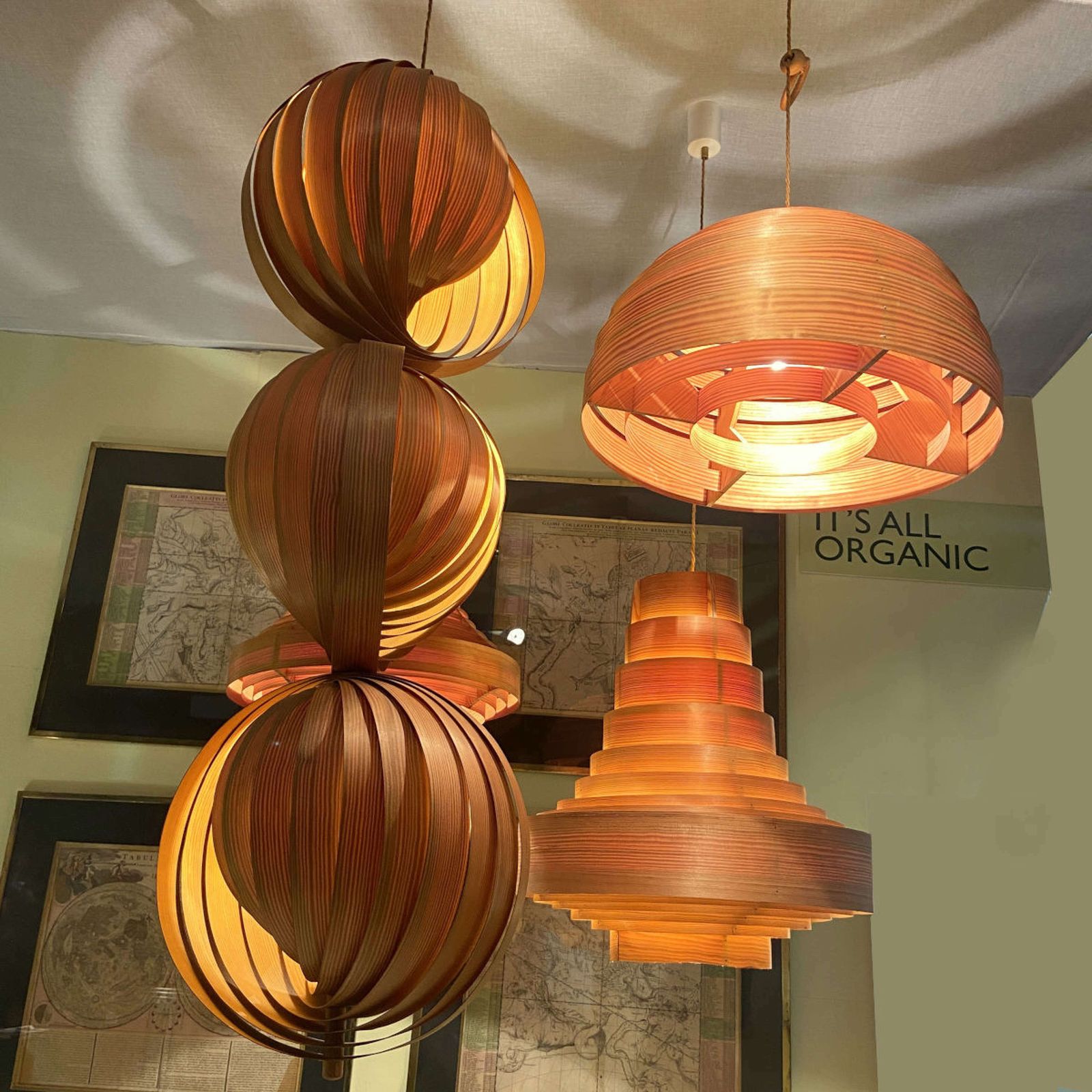 Groupe Of Large Hans Agne Jacobsson Plywood Lamps photo for sale