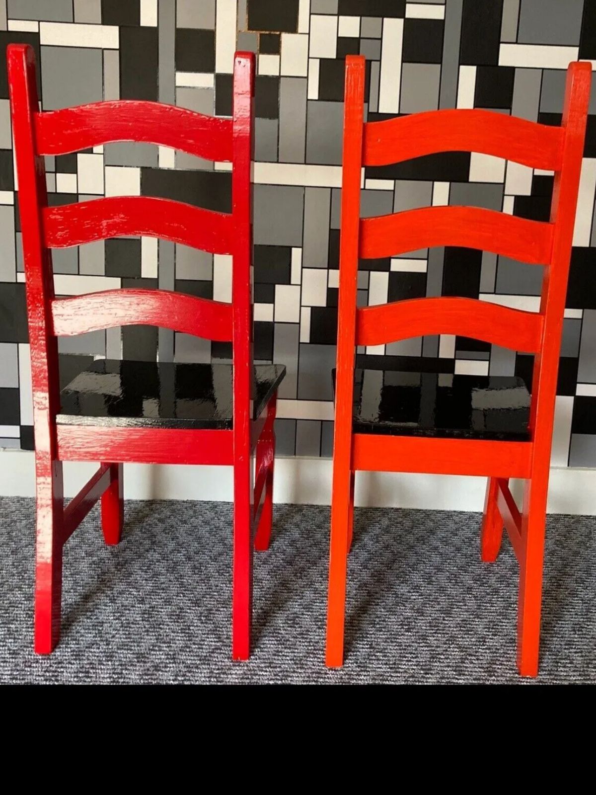 Upcycled ‘Rainbow’ #Blackseat Wood Chairs Hand Painted By Mc Y.  (Limited Edition) photo for sale