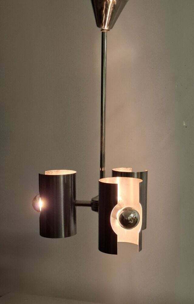 1970s Stainless Pendant Light, Vintage photo vinterior