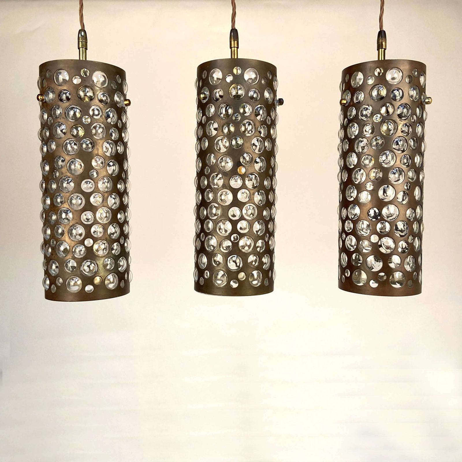 Pendant Lamps By Rupert Nikoll, Vienna, 1950's In Brass & Blown Glass photo 3650.0