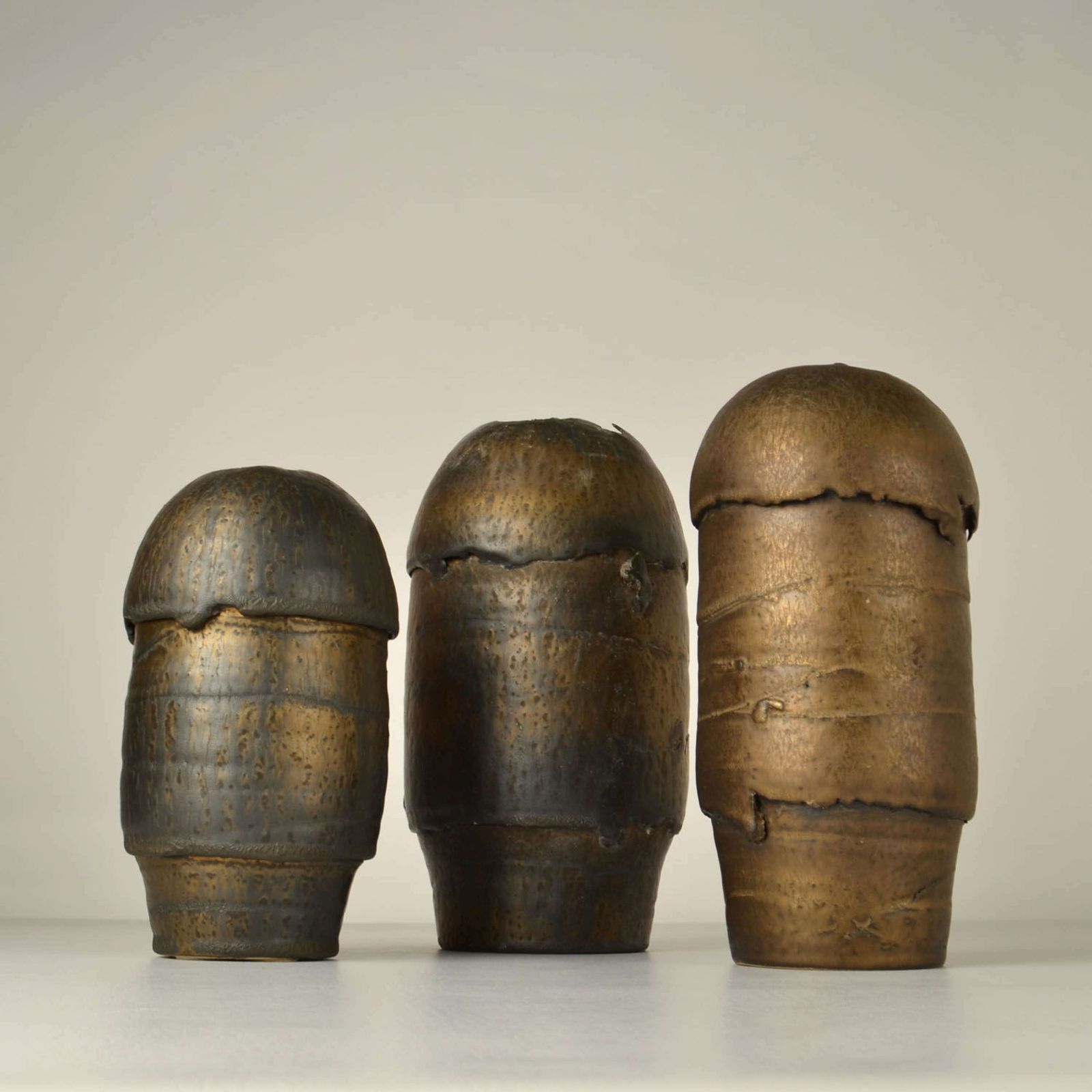 Group Of Bronze Ceramic Vases By Jaan Mobach photo buy