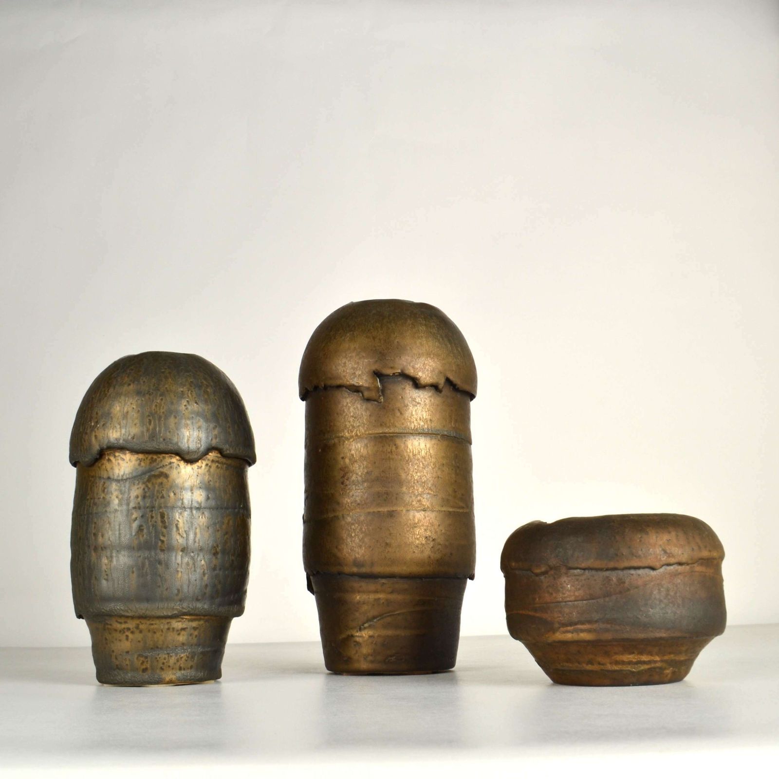 1450.0 Group Of Bronze Ceramic Vases By Jaan Mobach photo