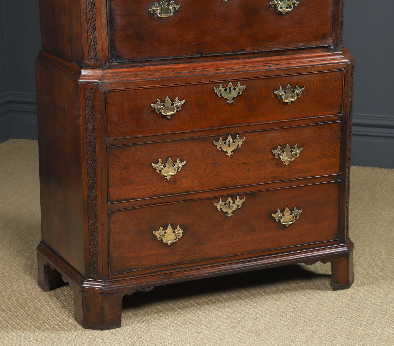 Irish Georgian Chippendale Oak Chest On Chest Of Drawers Tallboy Highboy Secretaire Writing Desk (Circa 1780) photo 5950.0