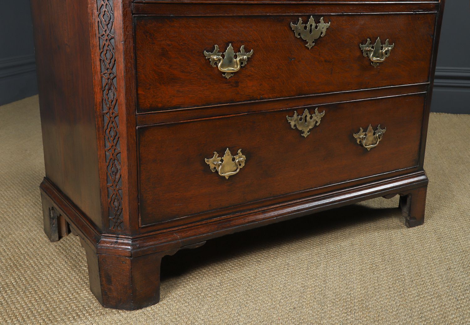 photo vinterior Irish Georgian Chippendale Oak Chest On Chest Of Drawers Tallboy Highboy Secretaire Writing Desk (Circa 1780)