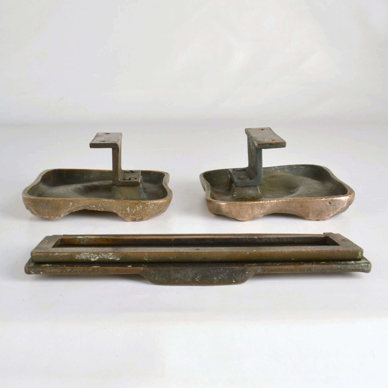 photo furniture Architectural Pair Of Bronze Square Push Pull Door Handles With Letter