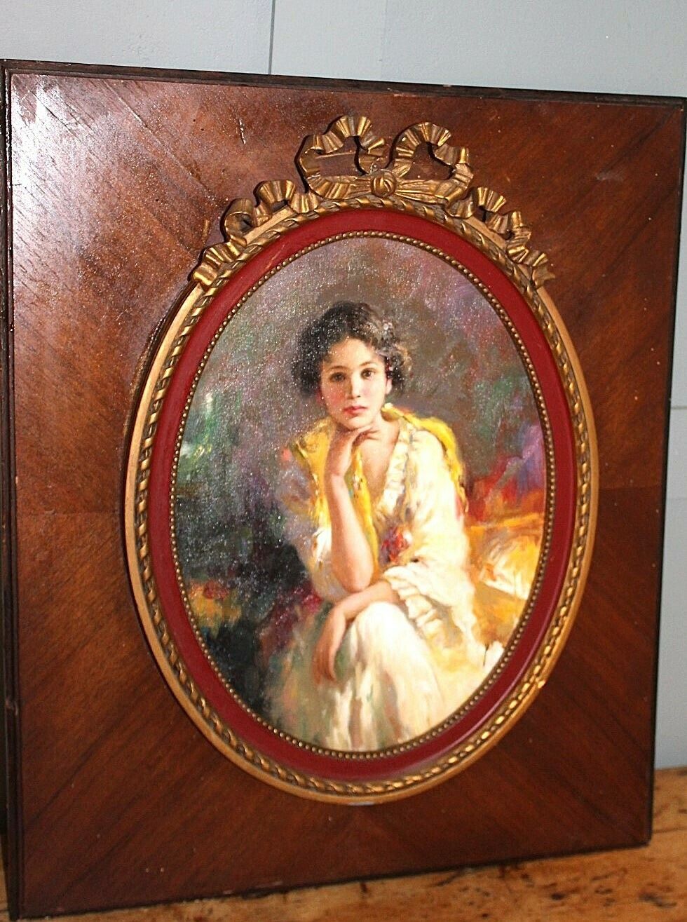 photo furniture Italian Portrait Oil On Board Of A Italian Beautiy