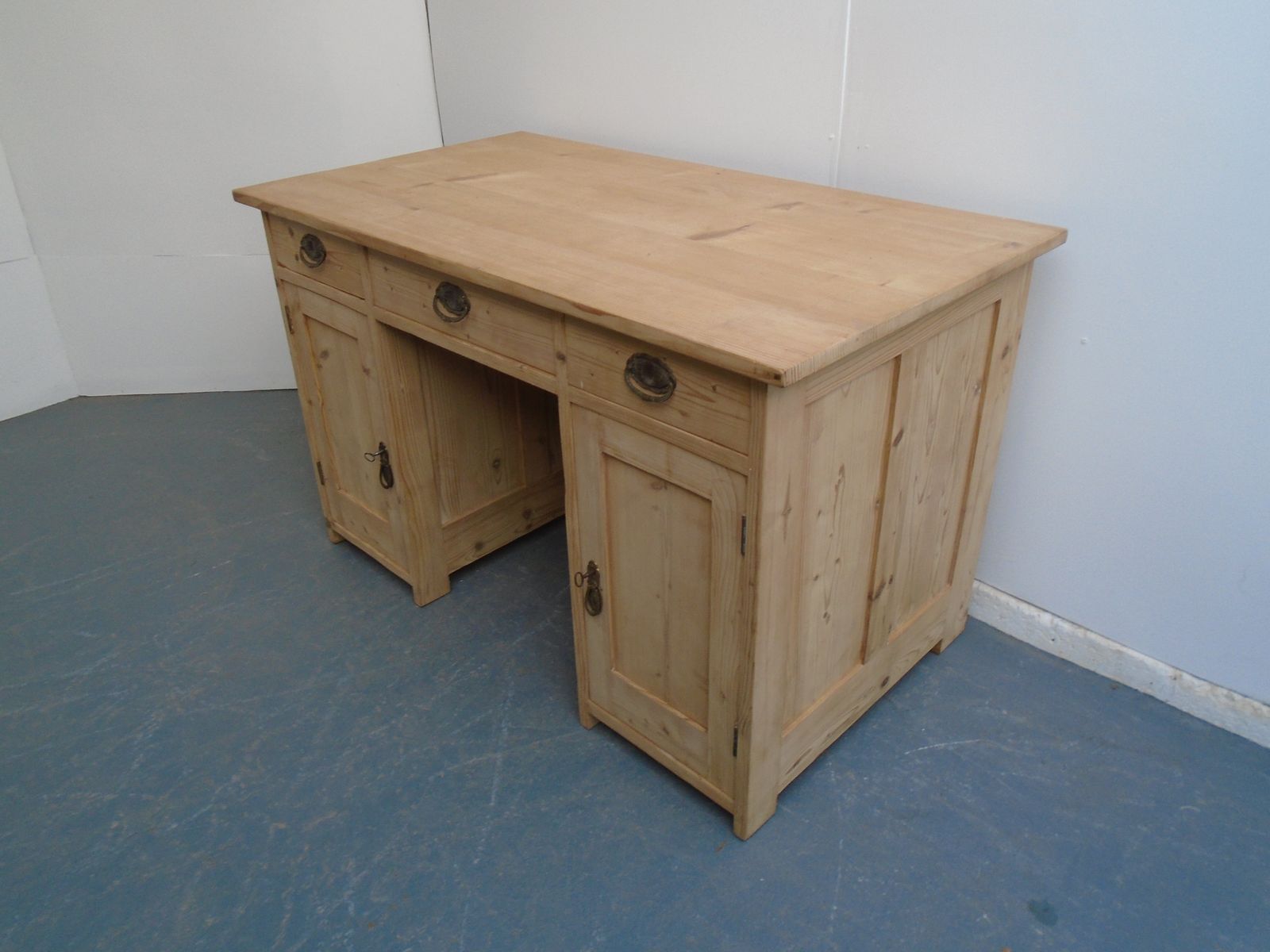 photo for sale A Large Pine Panelled Victorian Office Desk To Paint / Wax