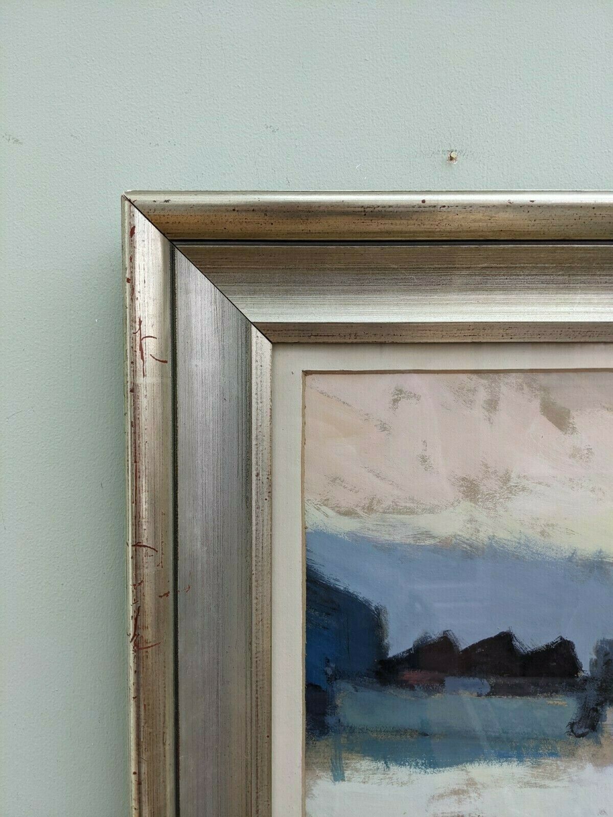 A Large And Atmospheric Mid 20th Century Oil Painting Boats In Pastel photo buy