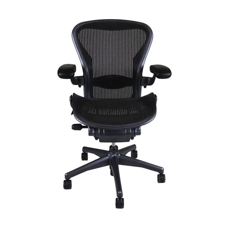 Herman Miller: Aeron   Size B   Height Adjustable Arm Back Tilt (Graphite)   Refurbished