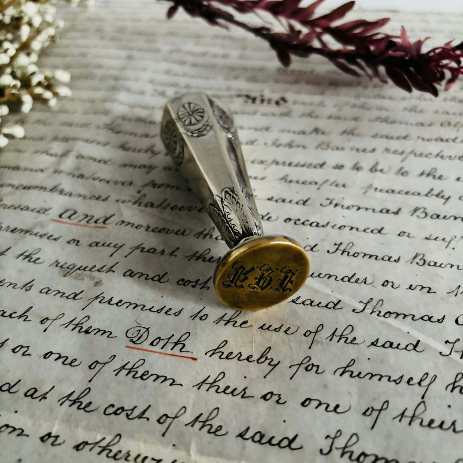 Antique Silver Plate Wax Seal Stamp photo buy