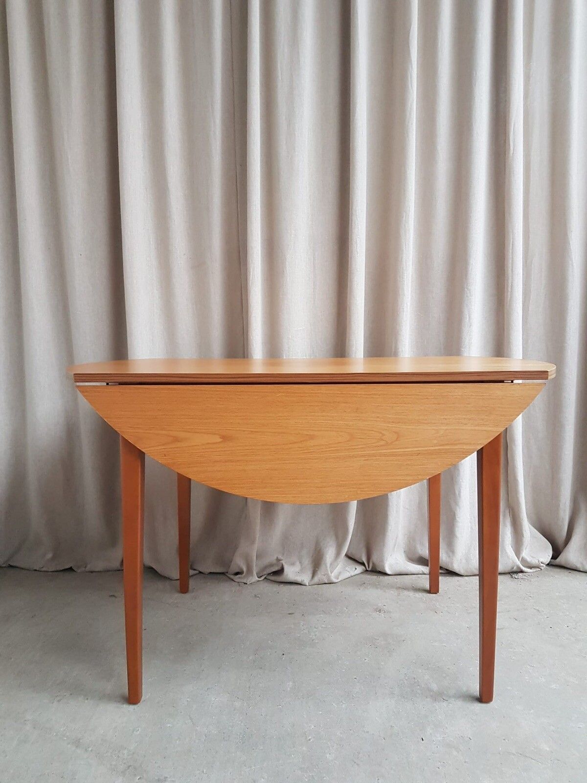 Vtg Mid Century Drop Leaf Oak Effect Extending Dining Table Danish Retro R655 photo 195.5