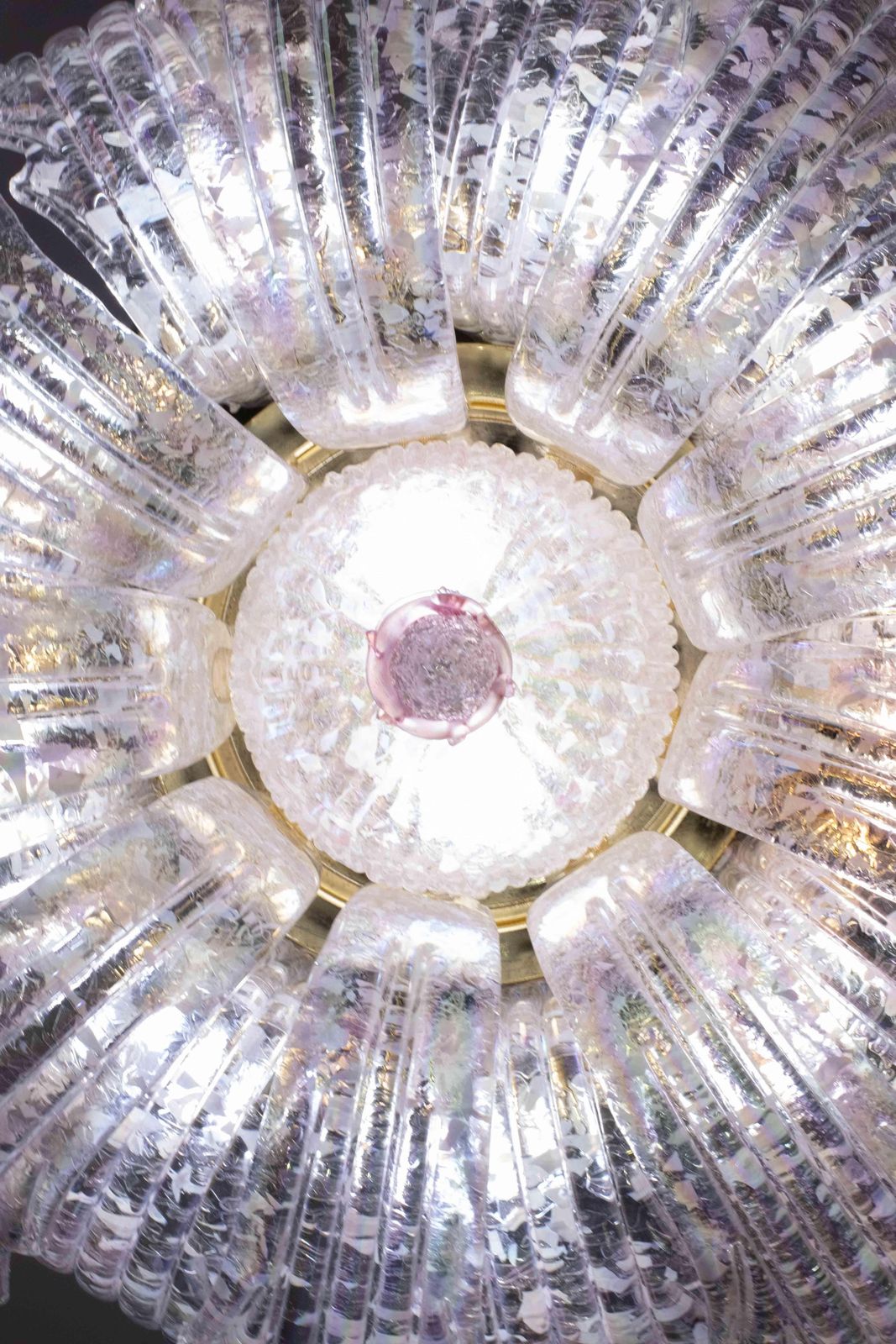 Extraordinary Italian Pink Iridescent And Murano Glass Ceiling Flower photo buy