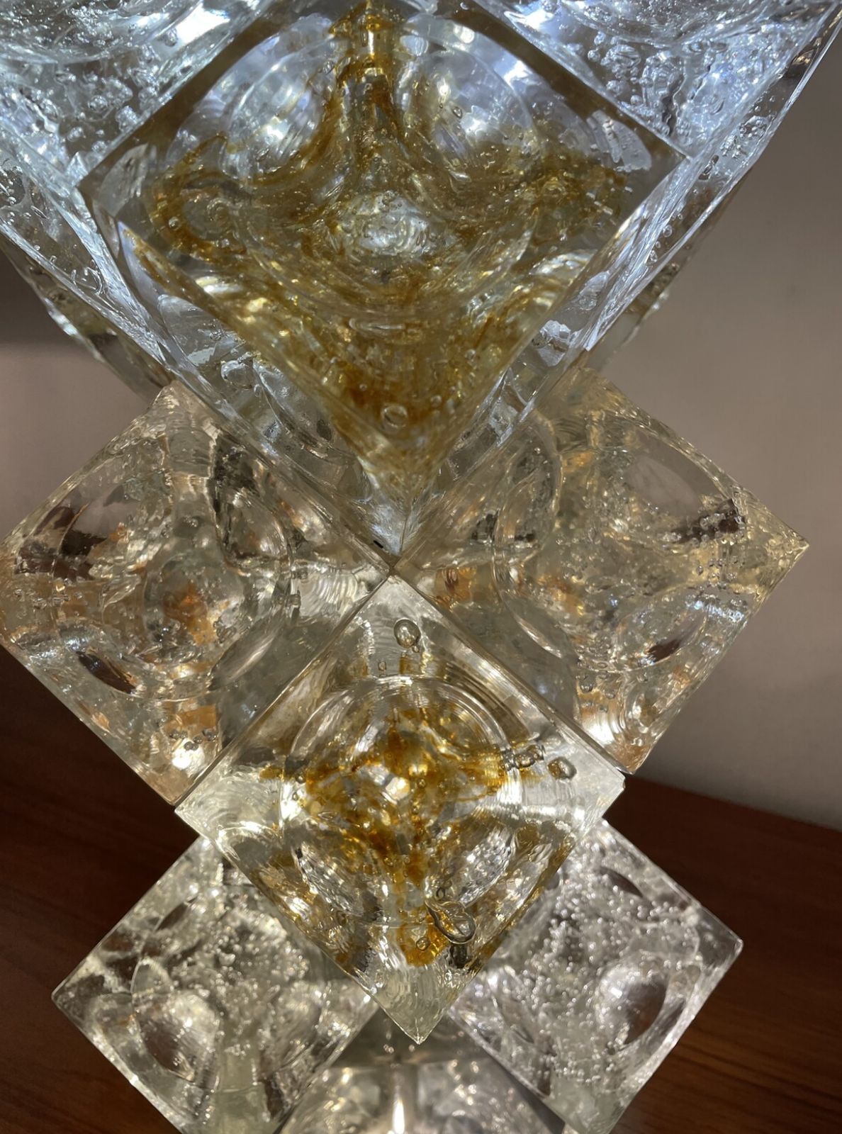 Mid Century Modern Italian Murano Glass Table Lamp By Albano Poli For Poliarte, 1960’s photo for sale