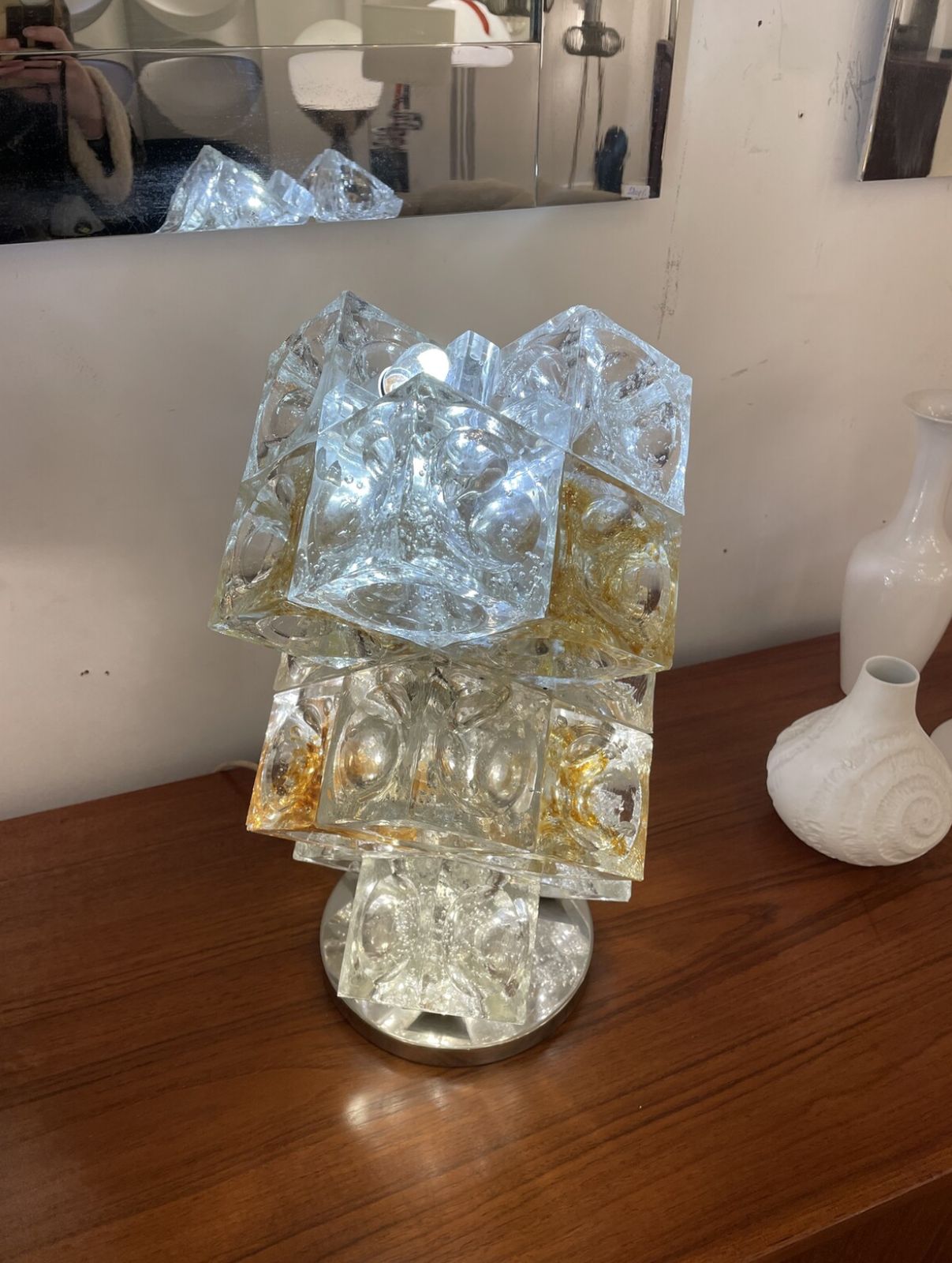 Mid Century Modern Italian Murano Glass Table Lamp By Albano Poli For Poliarte, 1960’s photo Lighting