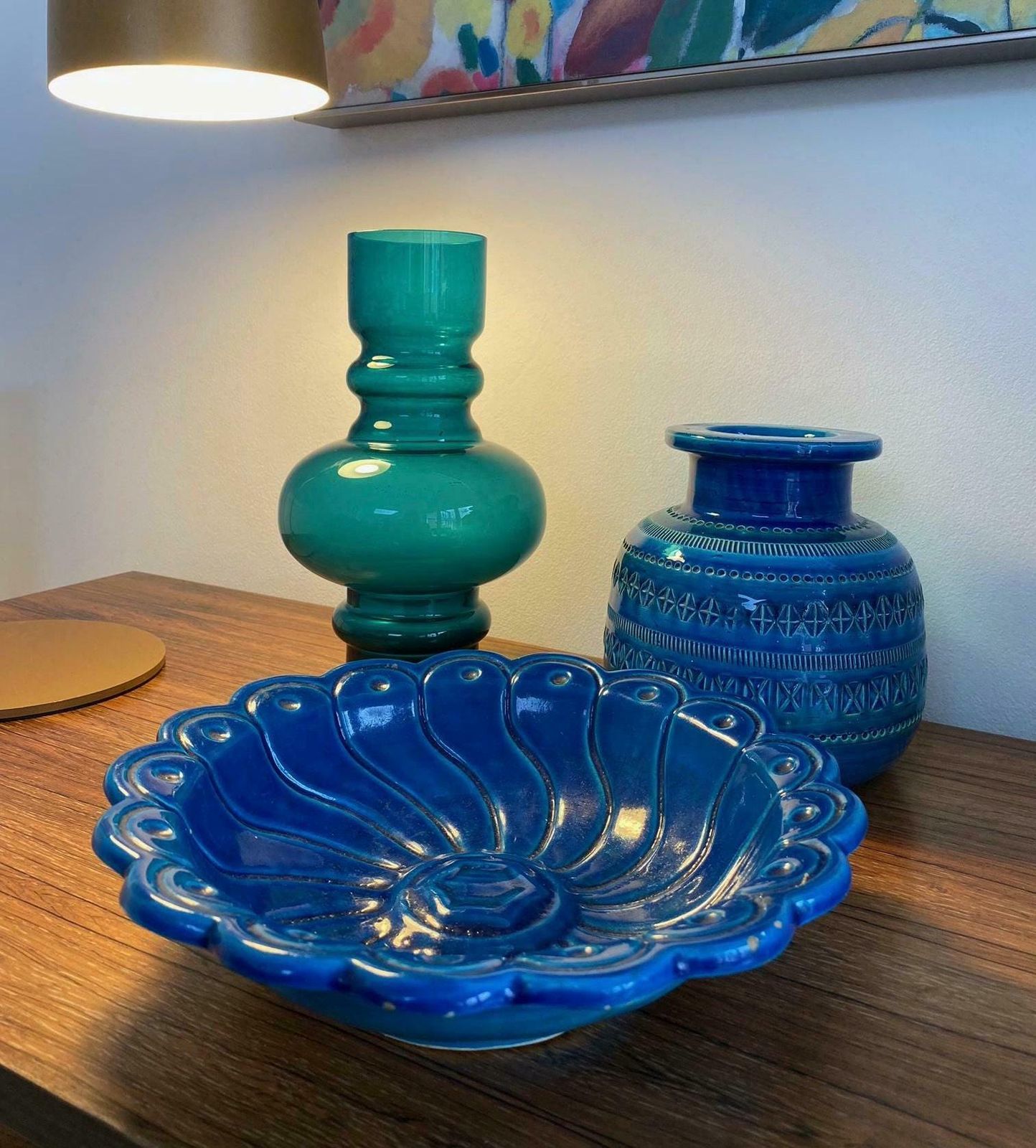 Italian Mid Century Bitossi Pottery Bowl Rimini Blue Aldo Londi 1960s 70s Interior Design photo furniture