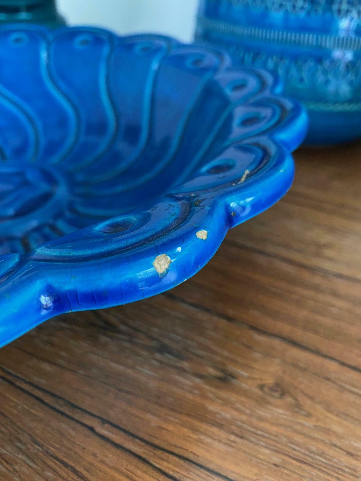 Italian Mid Century Bitossi Pottery Bowl Rimini Blue Aldo Londi 1960s 70s Interior Design photo vintage
