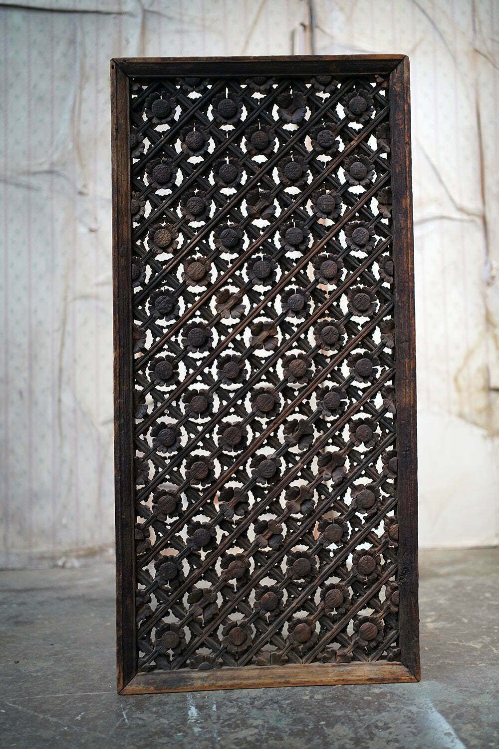 A Rare Pair Of Yuan Dynasty Period Chinese Wooden Lattice Window Shutters C.1350 photo for sale