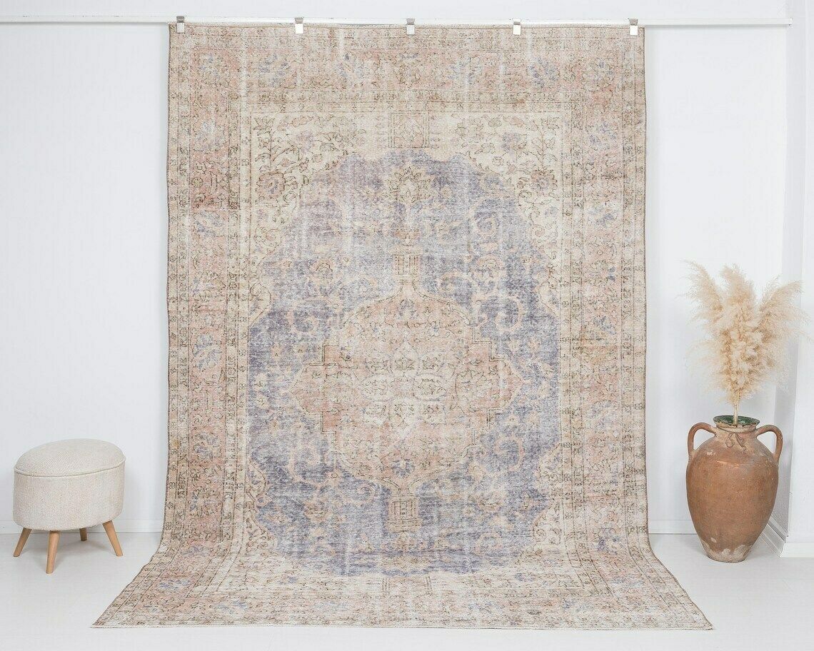 Vintage Rug Turkish Rug Faded Rug Muted Rug Oushak Rug Area Rug Turkey Rug Antique Rug Handmade Rug Area Rug