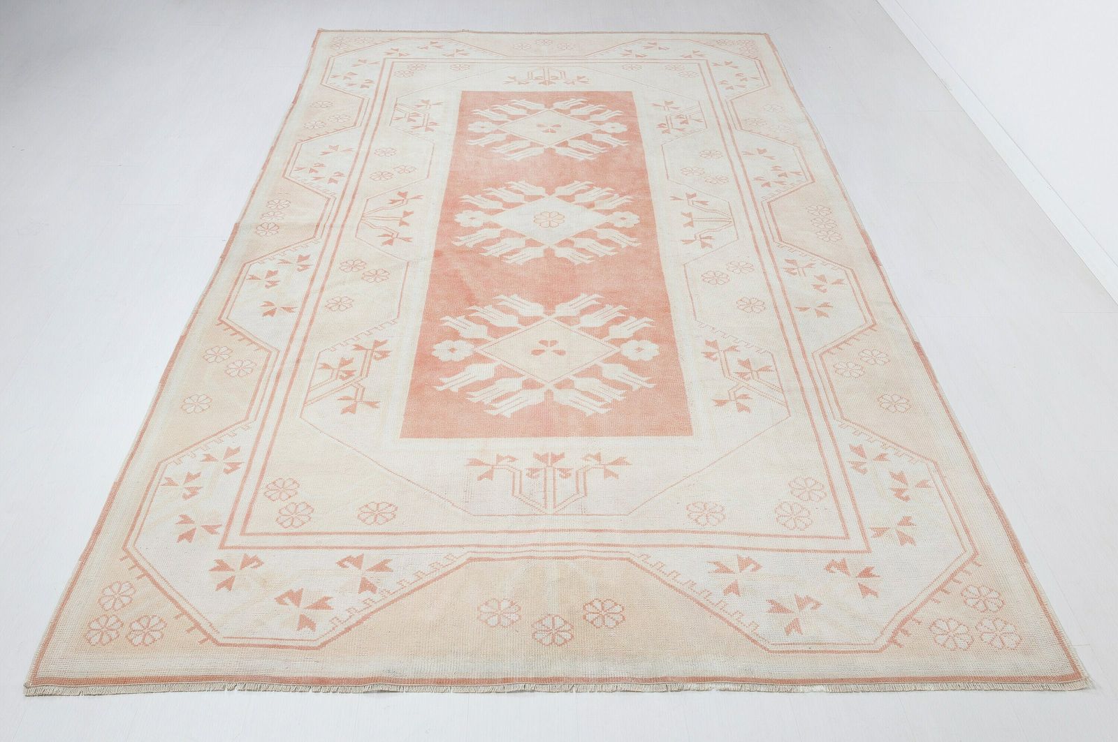 photo for sale 6.4 X 9.8 Feet Vintage Rug, Turkish Rug, Low Pile Rug, Oushak Rug, Anatolian Rug, Oversized Rug, Neutral Rug, Living Room Rug, Antique Rug