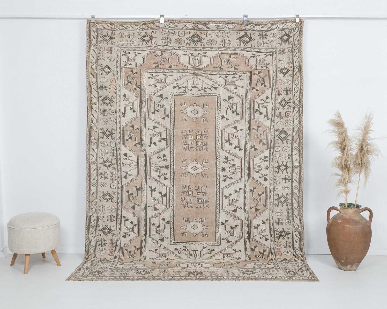 Turkish Rug, Neutral Vintage Rug, Wool Rug, Turkish Rug, Anatolian Rug, Bedroom Rug, Naturel Rug, Living Room Rug, Antique Handmade Rug