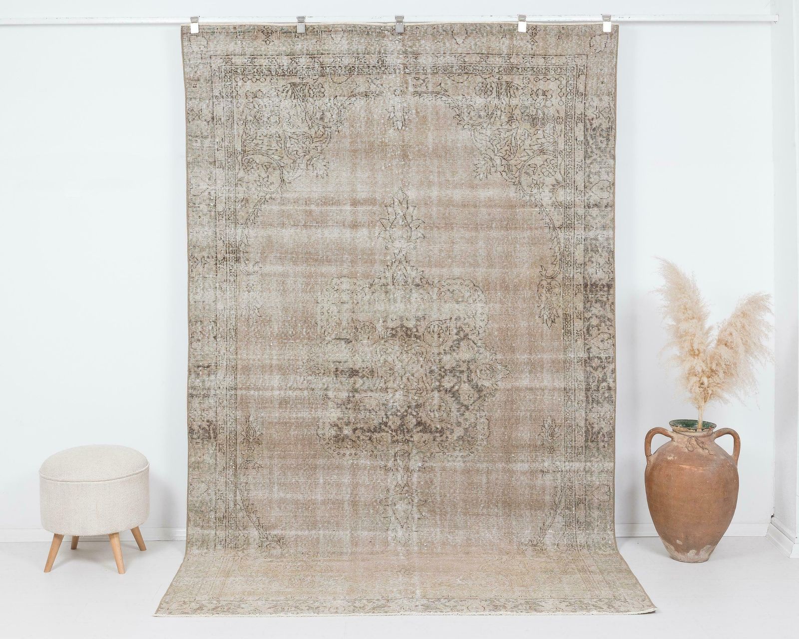 6x9 Turkish Rug, Neutral Vintage Rug, Antique Handmade Rug, Oushak Rug, Anatolian Rug, Low Pile Rug, Living Room Rug,Old Rug,Area Ru