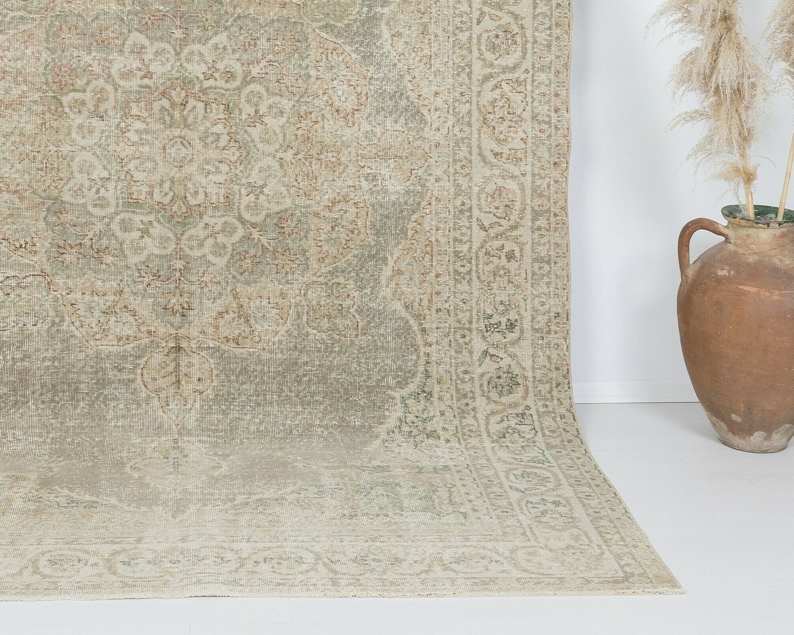 6.3 X 9.7 Feet Turkish Rug, Neutral Vintage Rug, Antique Handmade Rug, Oushak Rug, Anatolian Rug, Low Pile Rug, Living Room Rug, Area Rug photo vintage