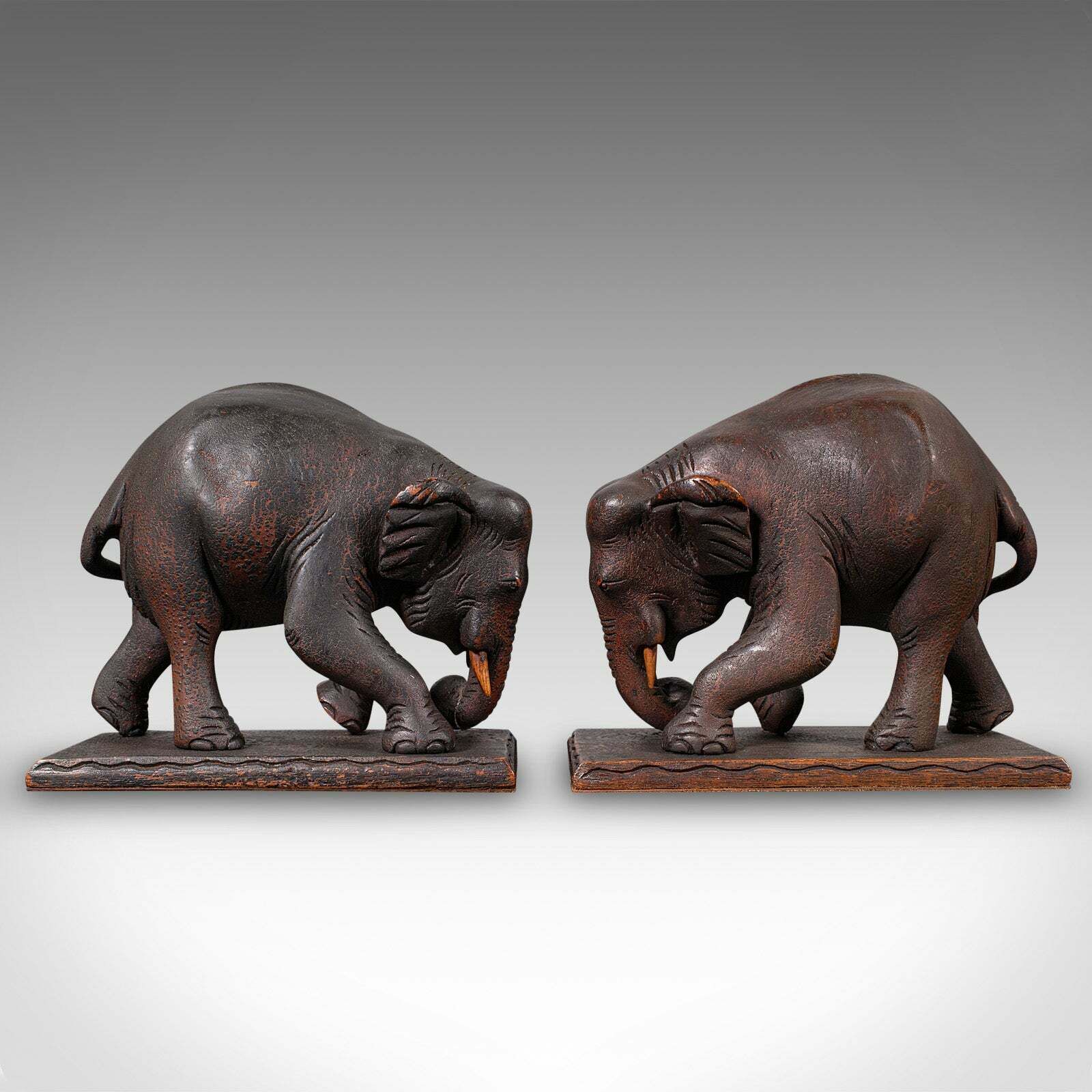 Pair Of Antique Elephant Bookends, English, Book Rest, Home Library, Victorian photo for sale