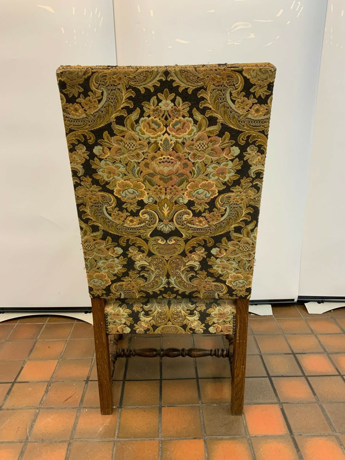 Antique Dutch Oak Wood Tapestry Arm Chair photo furniture