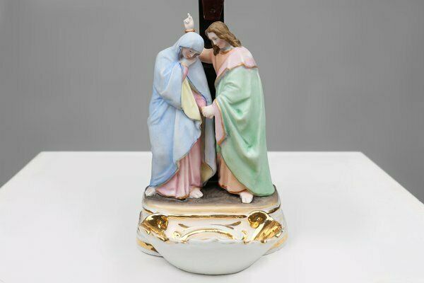 Holy Water Font In Porcelain With Crucifix From Vieux Andenne, Belgium, 20th Century photo vinterior