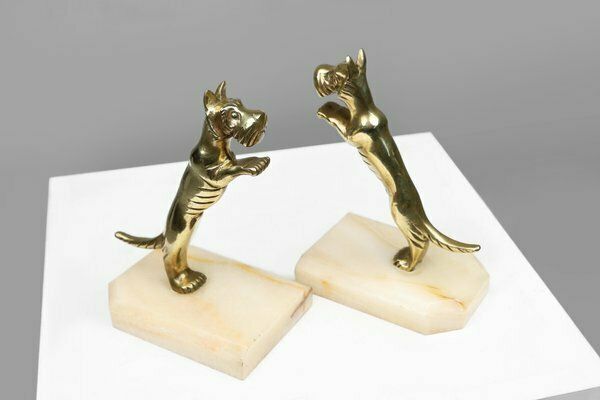 Art Deco Bookends In Copper With Marble Bases, France, 1930s, Set Of 2 photo vintage