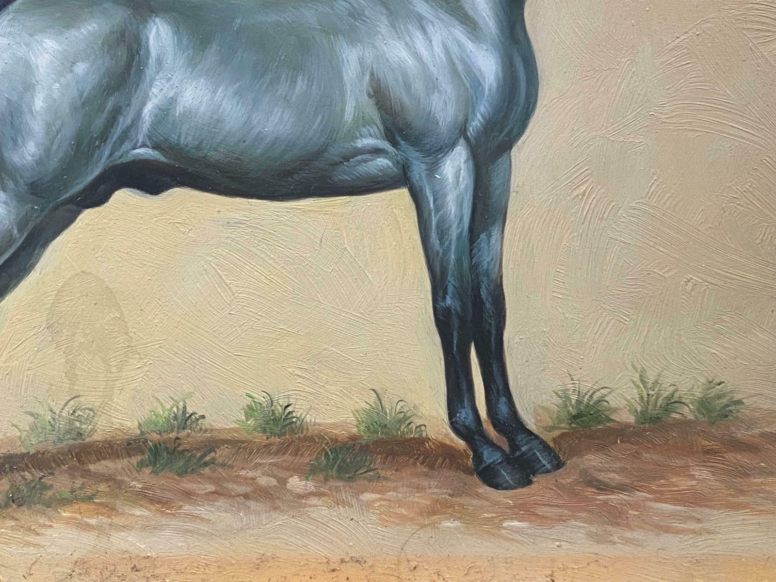 British Sporting Artfine Equestrian Horse Portrait British Oil Painting   Horse Standing20th Century photo vinterior