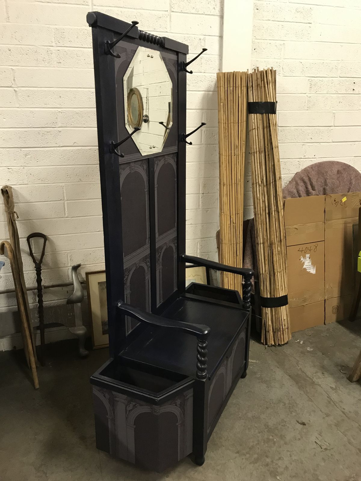 photo for sale Decorative Finish Antique Box Seat Hallstand Cole & Son Fornasetti Decoupage