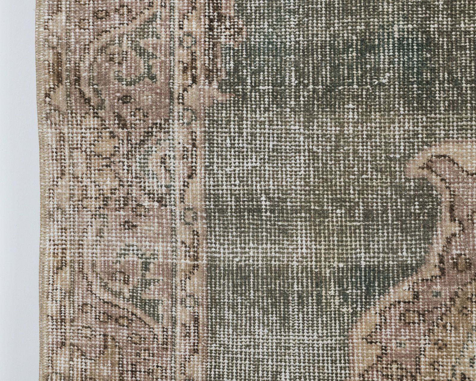 4x7 Vintage Rug, Green Faded Turkish Rug, Antique Handmade Rug,Old Rug, Anatolian Rug, Low Pile Rug, Naturel Rug,Kitchen Rug,Wool Rug, A4423 photo vinterior