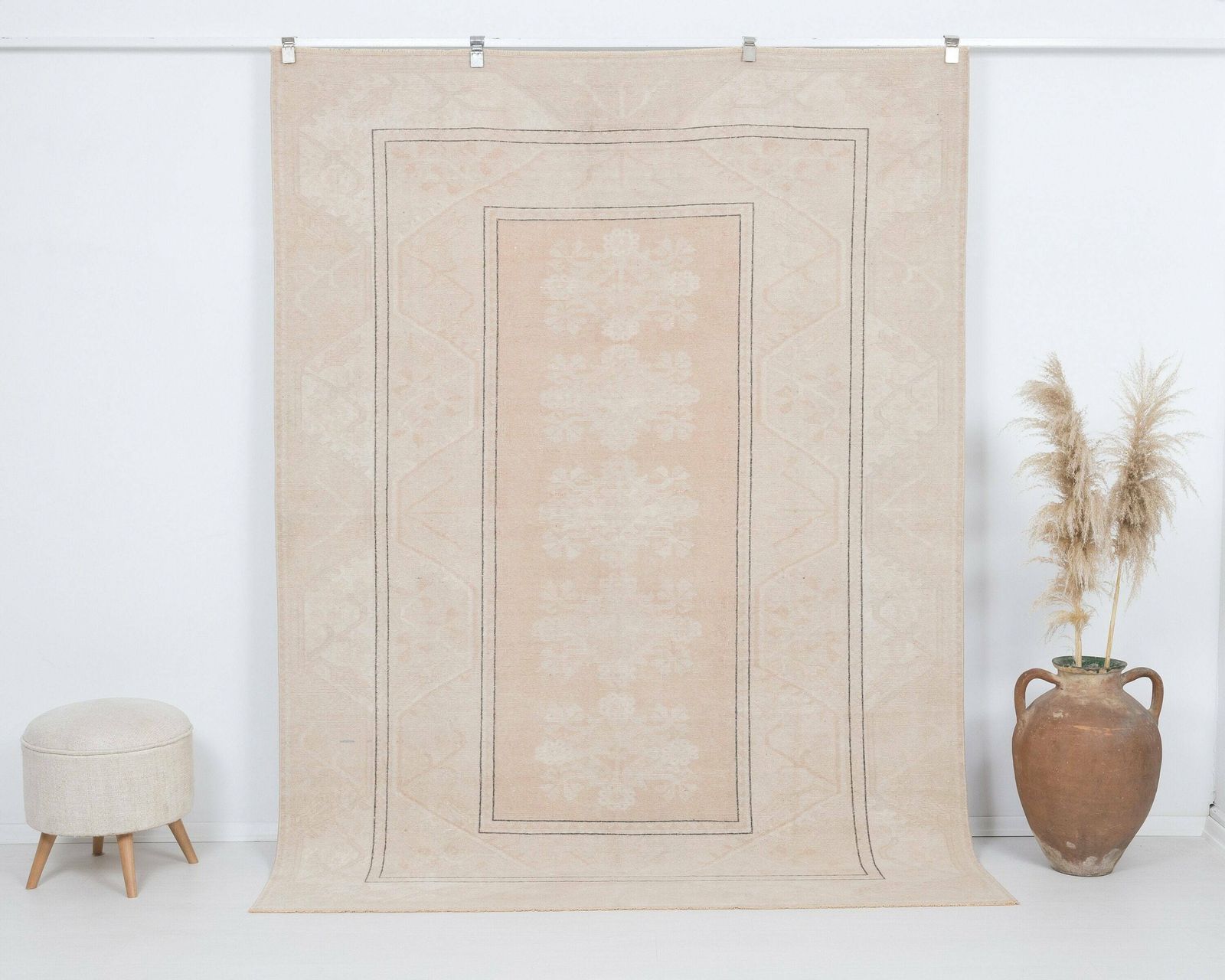 6x9 Vintage Rug, Neutral Turkish Rug, Beige Rug, Antique Rug, Oushak Rug, Anatolian Rug, Low Pile Rug, Naturel Rug,Living Room Rug,Faded Rug