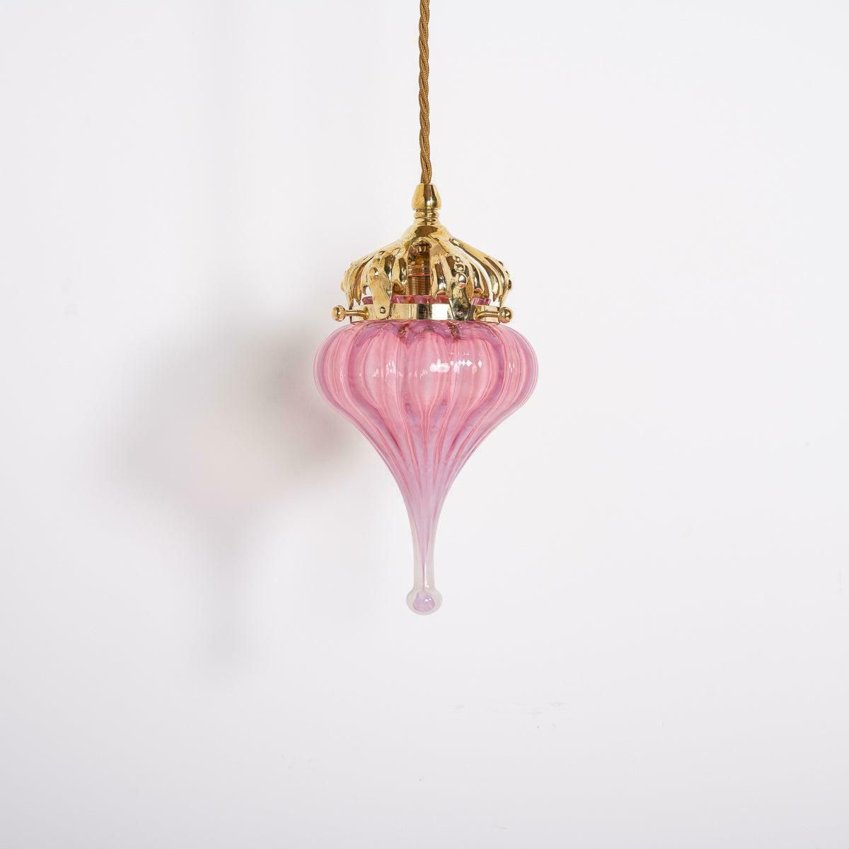 Cranberry Pink Vaseline Glass Drop Shade With Polished Brass Arts & Crafts Style Galleries photo Lighting