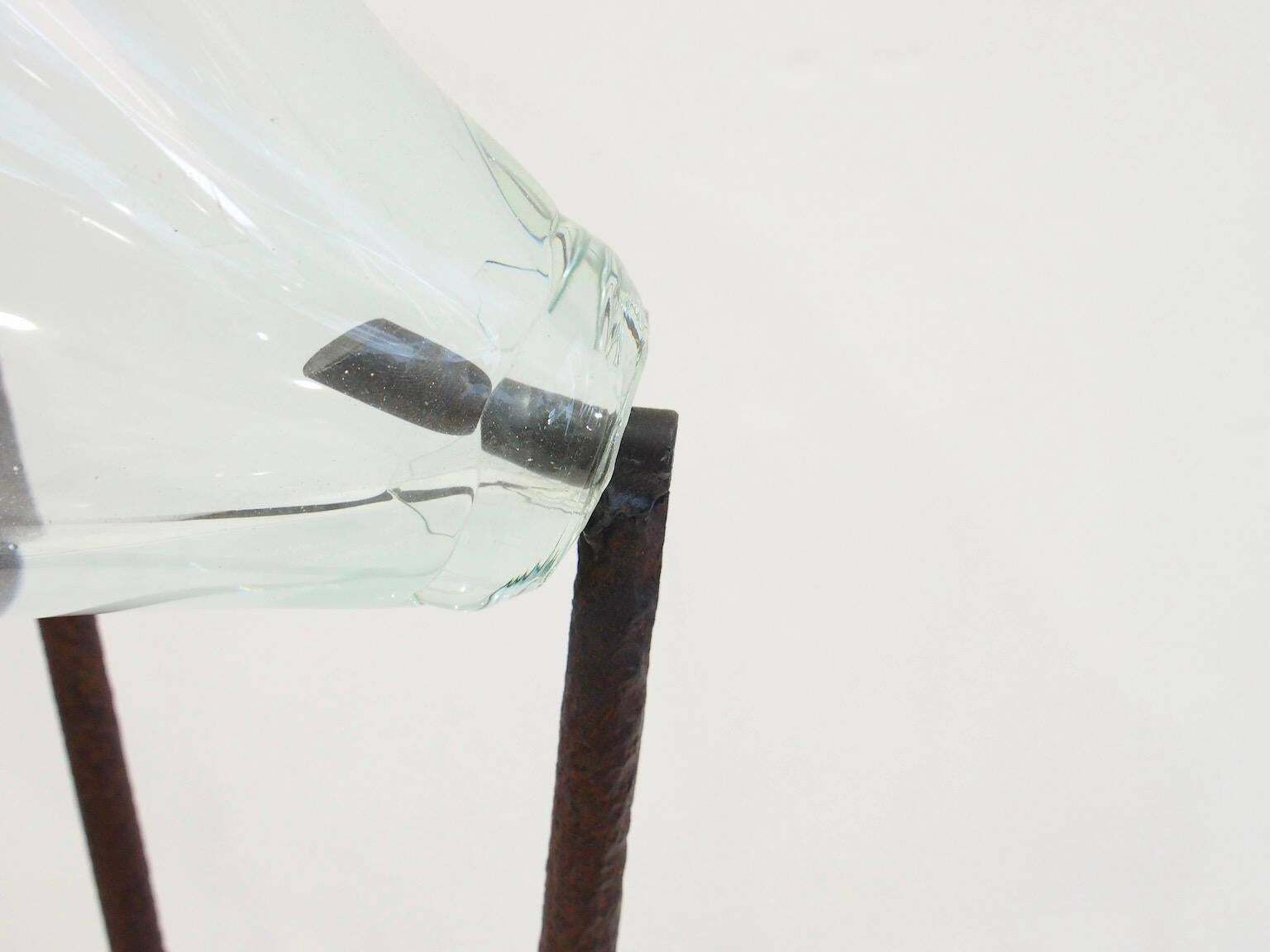 Blown Colorless Glass And Metal Sculpture By Xavier Carrere photo 2076.0