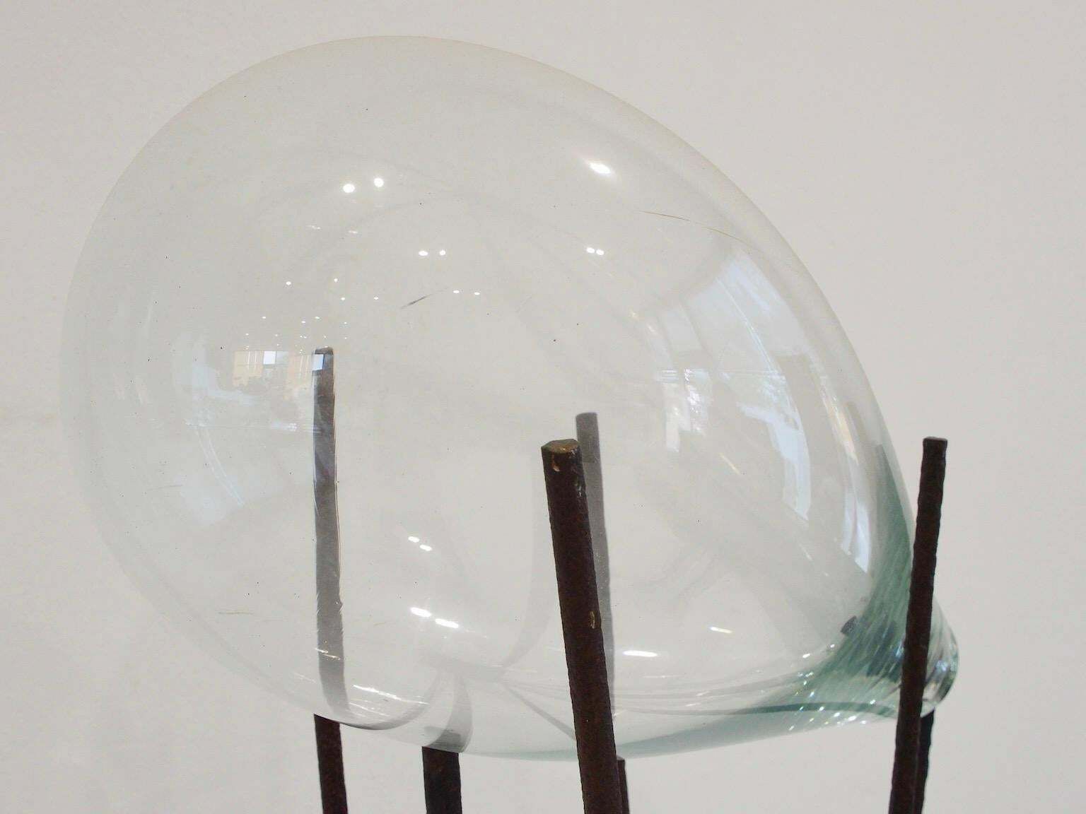 Blown Colorless Glass And Metal Sculpture By Xavier Carrere photo vinterior