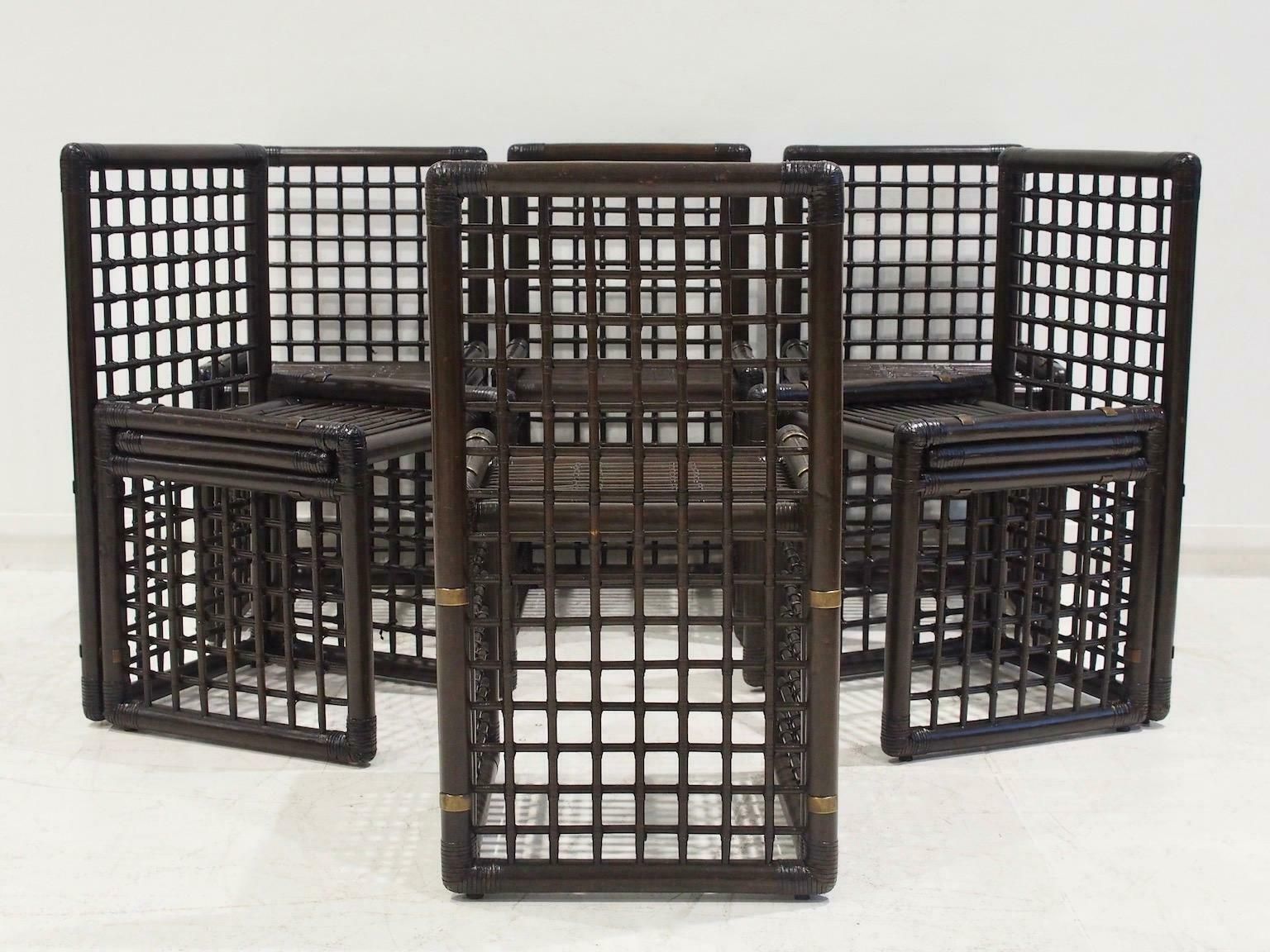 Set Of Six Afra And Tobia Scarpa Bamboo And Rattan Chairs photo 6227.0