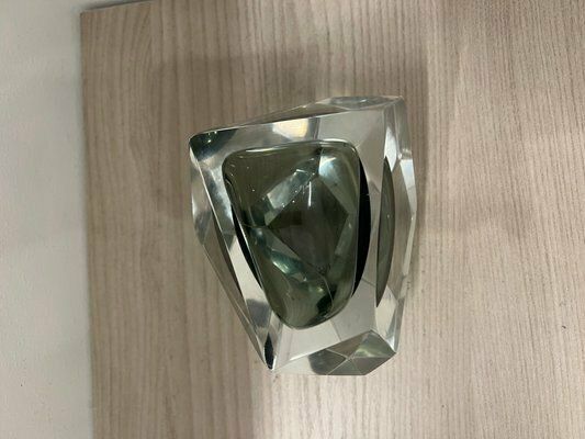 Home Decor Vase And Ashtray In Faceted Submerged Murano Glass By Flavio Poli, 1960s, Set Of 2 photo