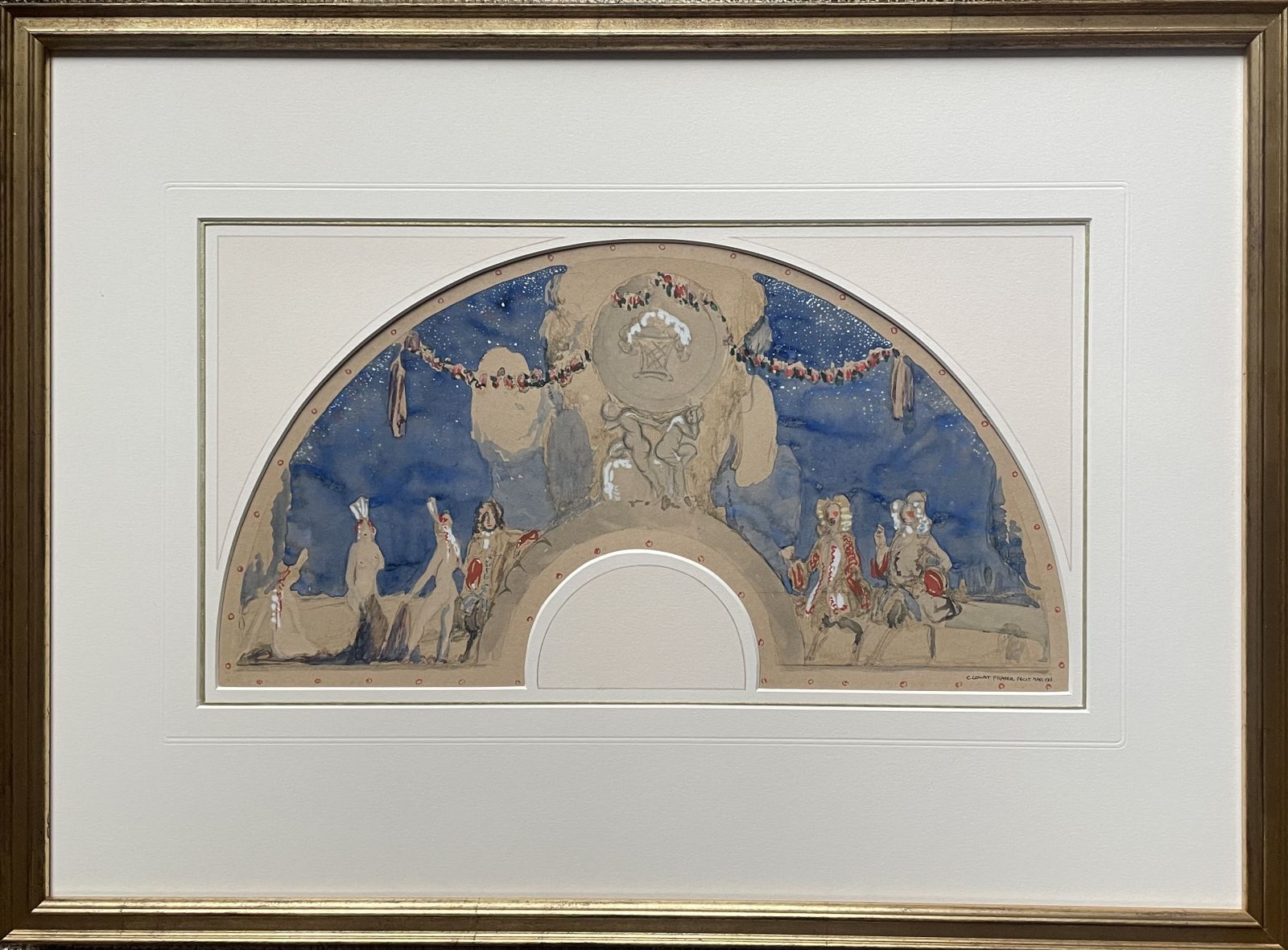 Claud Lovat Fraser   Fete Galante   1918 British Watercolour Design For A Fan photo furniture